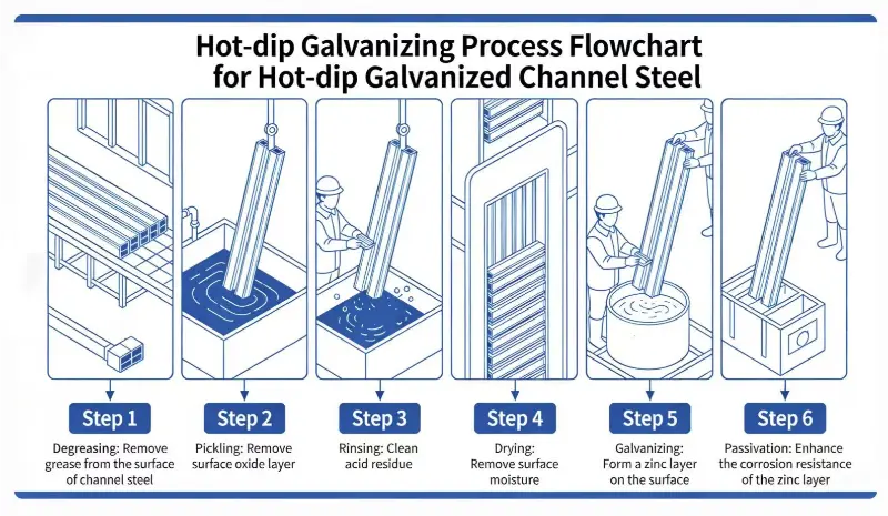 Pangunahing Pamantayan sa Proseso ng Produksyon para sa High-Quality Hot-Dip Galvanized Channel Steel